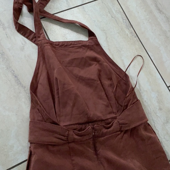 Free People Brown 70s Halter Wide Leg Belt Jumpsuit Size Small - Picture 5 of 9